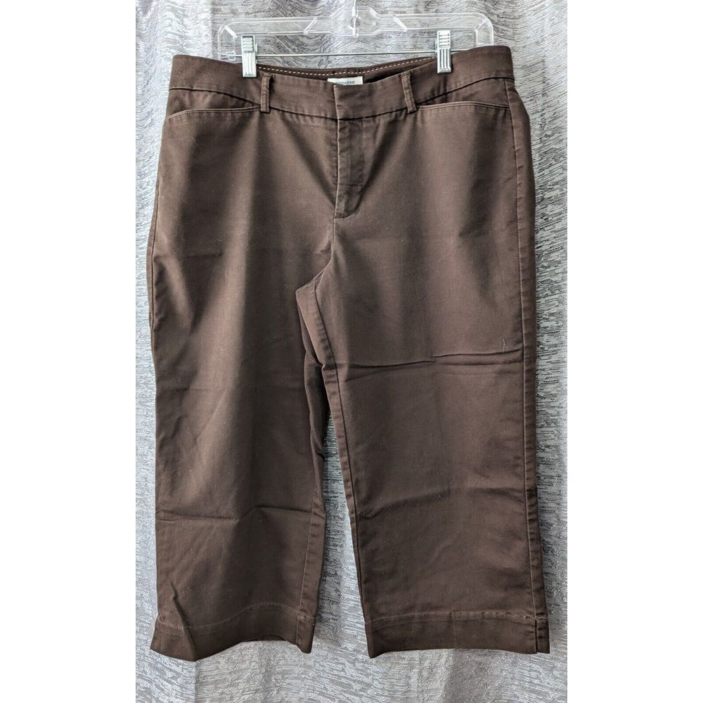 Dockers Crop Women's Pants Chocolate Brown Size 14 Mid Rise Curvy - Picture 1 of 5